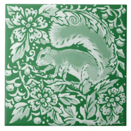 Azulejo De Cerâmica Esquadrão Verde-Esmeralda Intricar Floral