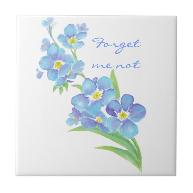 Azulejo De Cerâmica "Esqueça-me não", Watercolor Flower Garden (Frente)