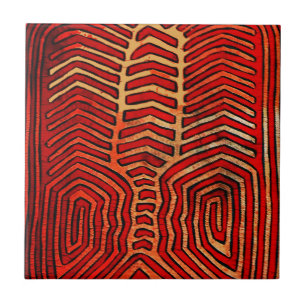 Azulejo De Cerâmica Esqueleto de Lagosta Tribal Cuna Indiana