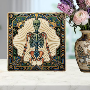 Azulejo De Cerâmica Esqueleto Humano Anatômico Art Déco Ossos