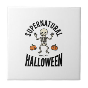 Azulejo De Cerâmica Esqueleto Supernatural Engraçado Vintage de Hallow