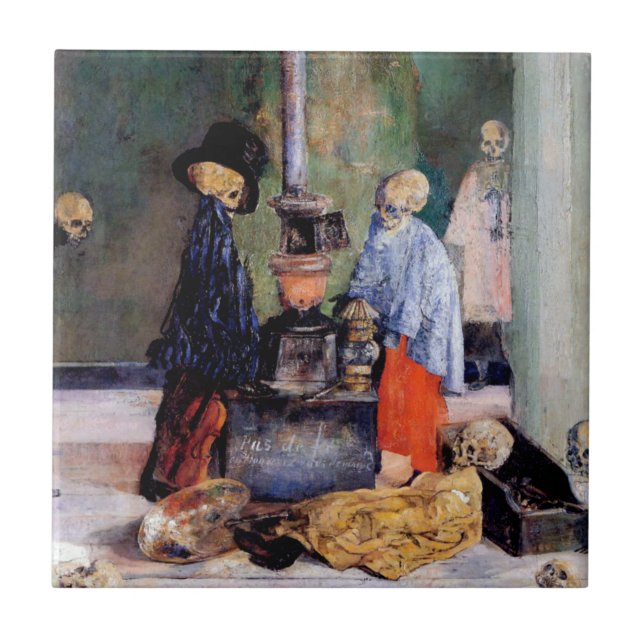 Azulejo De Cerâmica Esqueletos se Aquecendo (Frente)