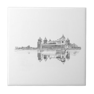 Azulejo De Cerâmica Esquema da Arquitetura do Castelo Antigo