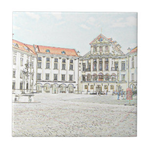 Azulejo De Cerâmica Esquema da Arquitetura do Palácio do Castelo Antig