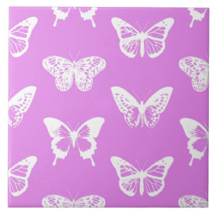 Azulejo De Cerâmica Esquema da borboleta, orquídea e branca