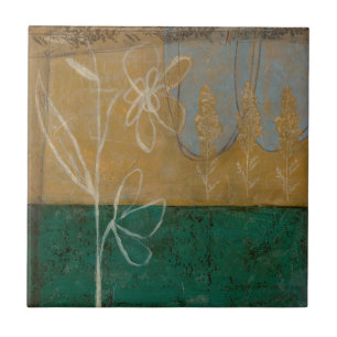 Azulejo De Cerâmica Esquema Floral com flor e plantas