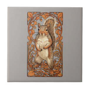 Azulejo De Cerâmica Esquilo Art Nouveau - amante de esquilos engraçado