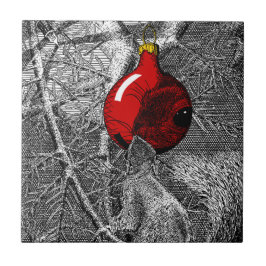 Azulejo De Cerâmica Esquilo na árvore de Natal