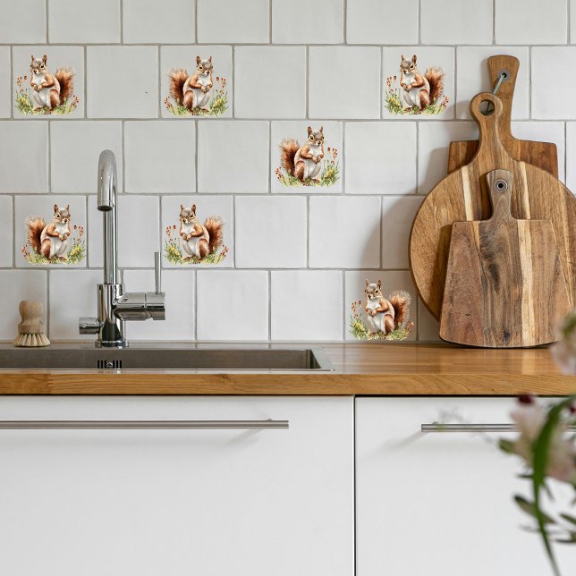 Azulejo De Cerâmica Esquilo vermelho americano (Criador carregado)