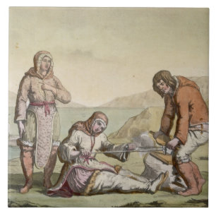 Azulejo De Cerâmica Esquimós, 1817 (gravura da cor)