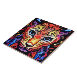 Azulejo De Cerâmica Esse Visual Colorido de Leopardo 
