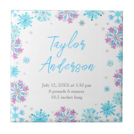 Azulejo De Cerâmica Estacas de Nascimento com Flocos de Neve Puros e A