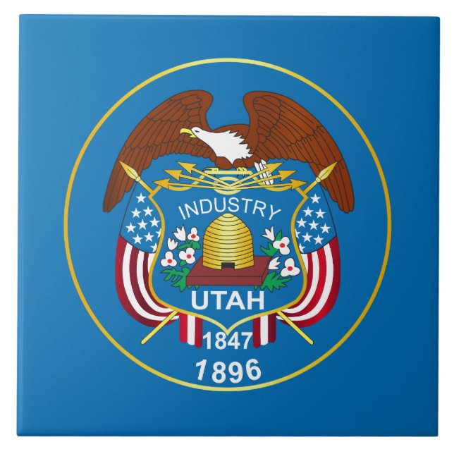 Azulejo De Cerâmica Estado de bandeira do Utah (Frente)
