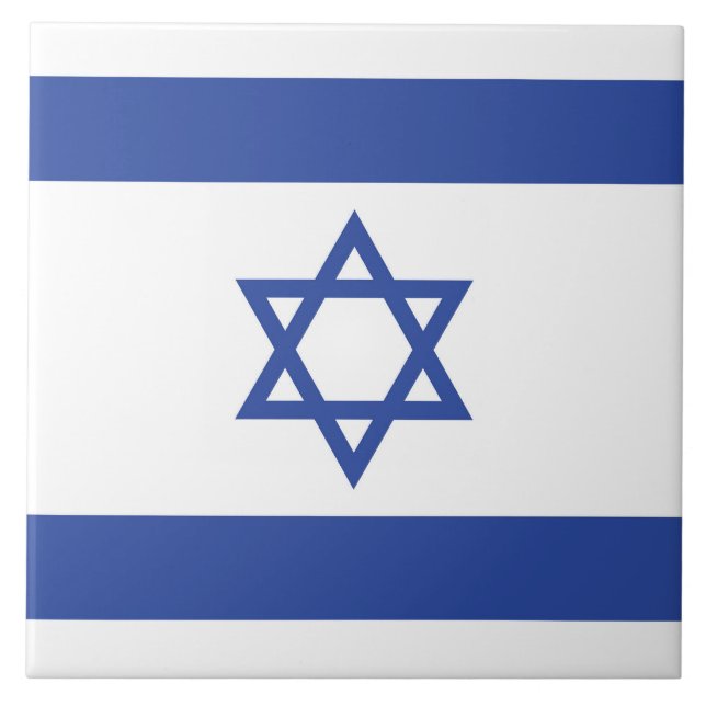 Azulejo De Cerâmica Estado de Israel Bandeira, Estrela do Judaísmo Dav (Frente)