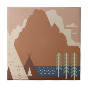 Azulejo De Cerâmica Estado de Montana: Tribos Indígenas, Montanhas, Pr