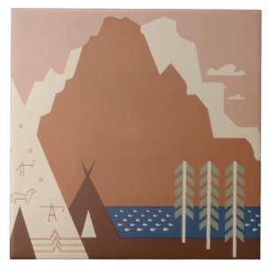 Azulejo De Cerâmica Estado de Montana: Tribos Indígenas, Montanhas, Pr