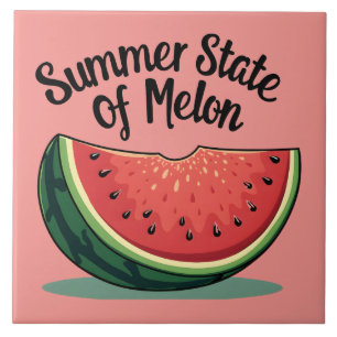 Azulejo De Cerâmica Estado de Verão do Melão Arte de Fruta Retro