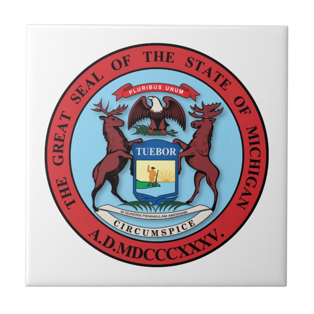 Azulejo De Cerâmica Estado do Excelente de Michigan Seal (Frente)