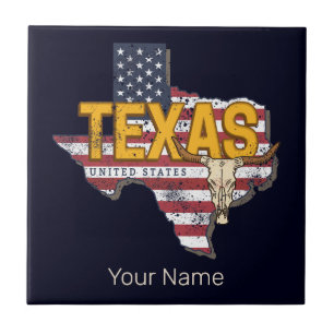 Azulejo De Cerâmica Estado do Texas Estados Unidos Retro Map Vintage E