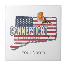Azulejo De Cerâmica Estado unido do Connecticut mapeamento de estado r