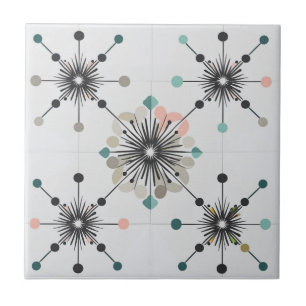 Azulejo De Cerâmica Estallido Atômico Retro Moderno de Meados do Sécul