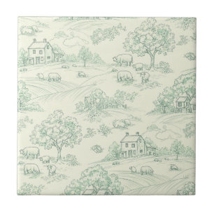 Azulejo De Cerâmica Estampa de banheiro de animal de fazenda pastoral