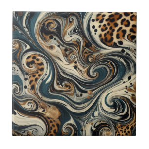 Azulejo De Cerâmica Estampa de leopardo abstrata em espiral