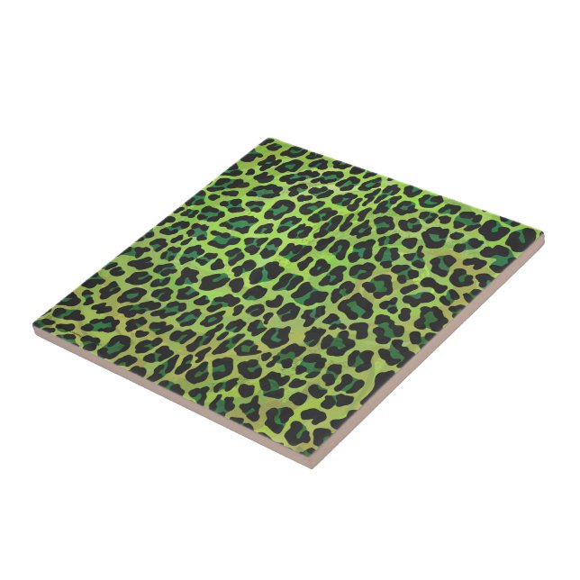 Azulejo De Cerâmica Estampa de leopardo preta e verde (Lateral)
