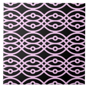 Azulejo De Cerâmica Estampa de quimono, preto e rosa gelo