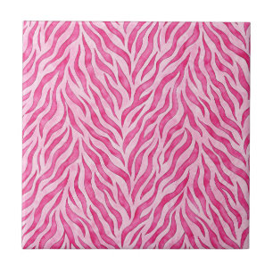 Azulejo De Cerâmica Estampa de Zebra Rosa Vibrante