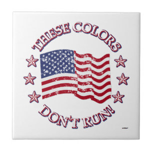 Azulejo De Cerâmica Estas cores não correm! Bandeira Americana e Estr