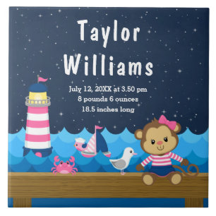 Azulejo De Cerâmica Estatísticas de Nascimento do Macaco-Macaco Rosa-R