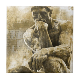 Azulejo De Cerâmica Estátua de bronze afligida Auguste Rodin o