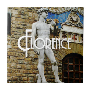 Azulejo De Cerâmica Estátua de David Florence Itália Viagem Foto
