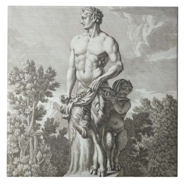Azulejo De Cerâmica Estátua de um Satyr em Versalhes, 1675, 'de Vues (Frente)