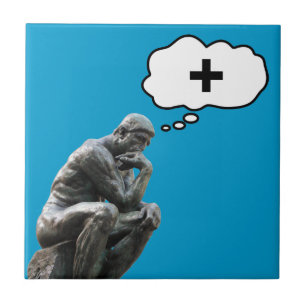 Azulejo De Cerâmica Estátua do Pensador de Rodin - Pense Positivo