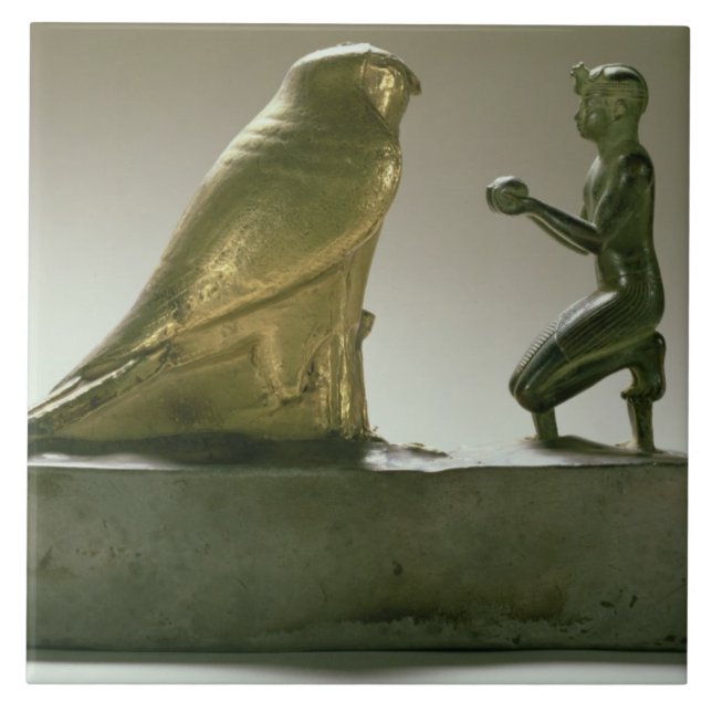 Azulejo De Cerâmica Estátua do rei Taharqa que adora o falcão-deus (Frente)