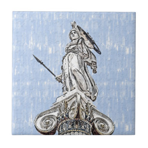 Azulejo De Cerâmica Estátua em esboço de aquarela do Azulejo cerâmico 