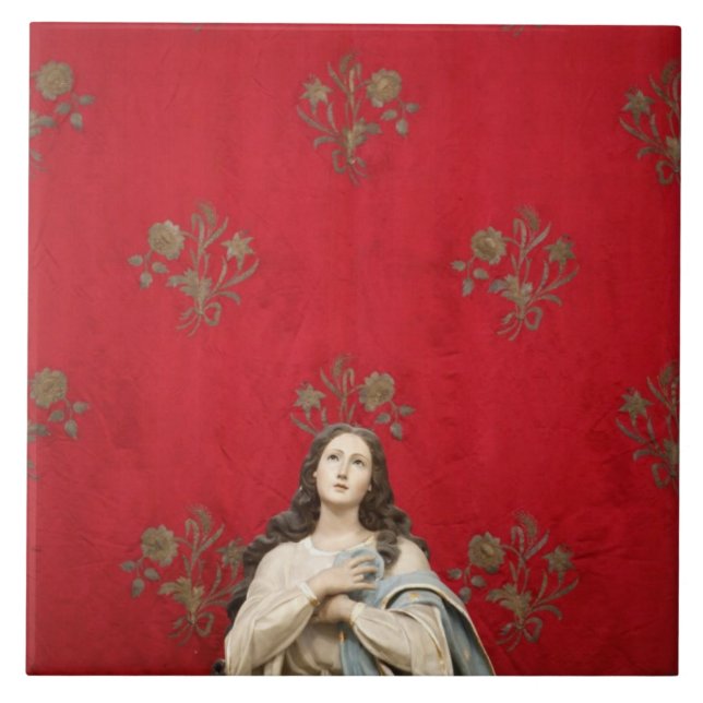 Azulejo De Cerâmica Estátua em uma igreja de Spaccanapoli, Nápoles do (Frente)