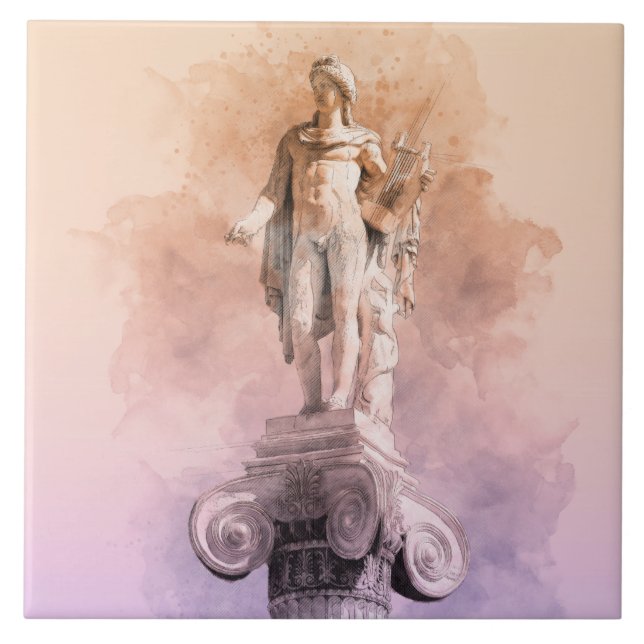 Azulejo De Cerâmica Estátua grega clássica de Apolo (Frente)