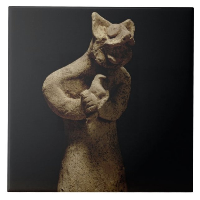 Azulejo De Cerâmica Estatueta de um demónio Leão-Dirigido, (Frente)