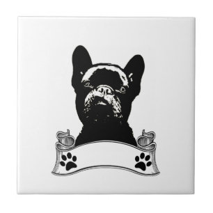 Azulejo De Cerâmica Estêncil do buldogue francês personalizado
