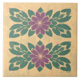 Azulejo De Cerâmica Estêncil Floral Antiquado