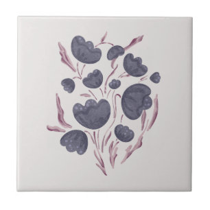 Azulejo De Cerâmica Estética da Flor Roxa Escura