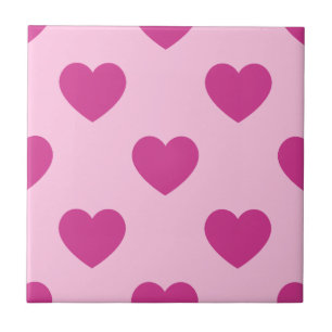 Azulejo De Cerâmica Estética do padrão cardíaco Fuchsia Pink y2k
