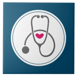 Azulejo De Cerâmica Estetoscópio de Enfermagem de Cinzas Simples com C