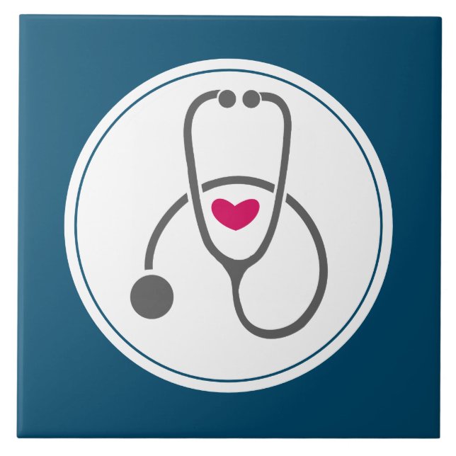 Azulejo De Cerâmica Estetoscópio de Enfermagem de Cinzas Simples com C (Frente)