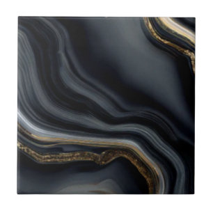 Azulejo De Cerâmica Estilista de mármore preto dourado rachado moderno