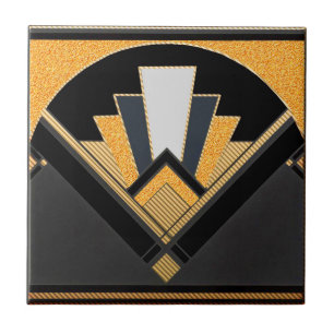 Azulejo De Cerâmica Estilo Art Deco Cerâmico (Ouro Grain)