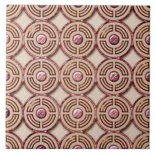 Azulejo De Cerâmica Estilo Art Deco (rosa e ouro) Cerâmica